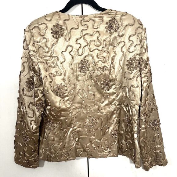 Joseph Ribkoff  Vintage Jacket Size 12 Gold Floral Appliqué Mature Formal Event - Picture 2 of 8